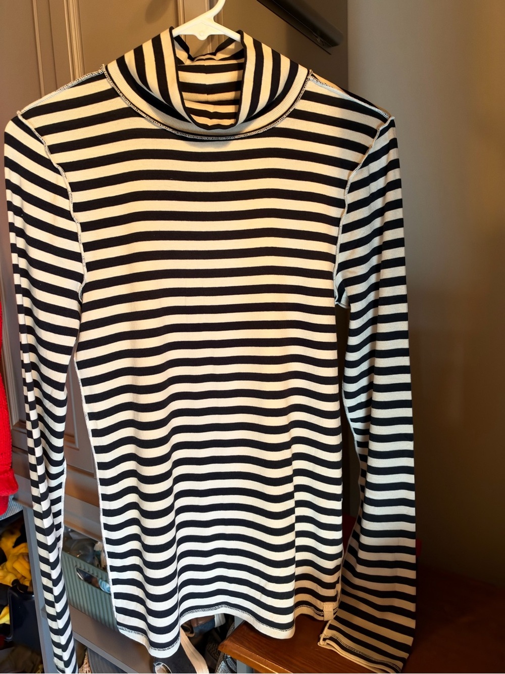 We The Free Black and White Striped Long-Sleeve Turtleneck